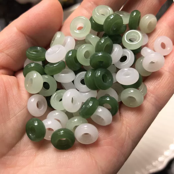 Imitation Xinjiang Hotan white jade large-hole jade beads 10mm loose beads for bracelets, earrings, and accessories