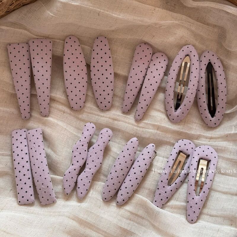 Purple Fabric Polka Dot Bb Clip with a High-End Feel, Versatile for Everyday Use, Side Fringe Clip, Stylish Hair Accessory, New Model