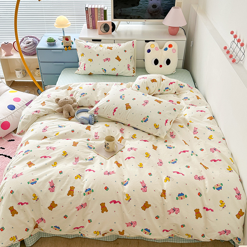 Sábana floral de algodón Juego de cuatro piezas Funda de edredón de algodón 100 Funda de almohada Juego de cama de tres piezas Se puede lavar a máquina 25 modelos domésticos