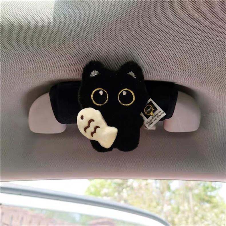 Cute cartoon kitten car door handle cover, interior handle protector, roof grab handle cover, car decoration