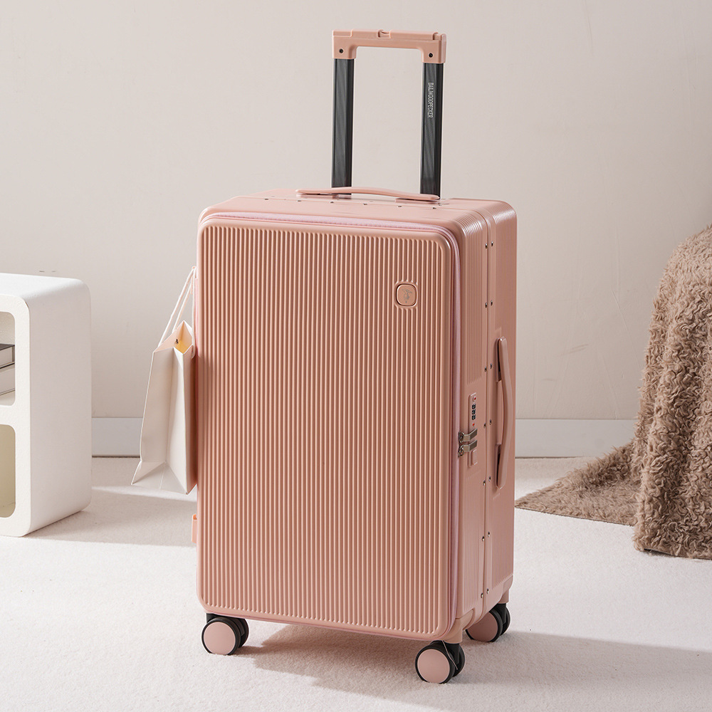 Baja de viaje con tapa abierta delantera, marco de aluminio grueso, caja de tracción, maleta de embarque, maleta con ruedas universales de gran capacidad, maleta