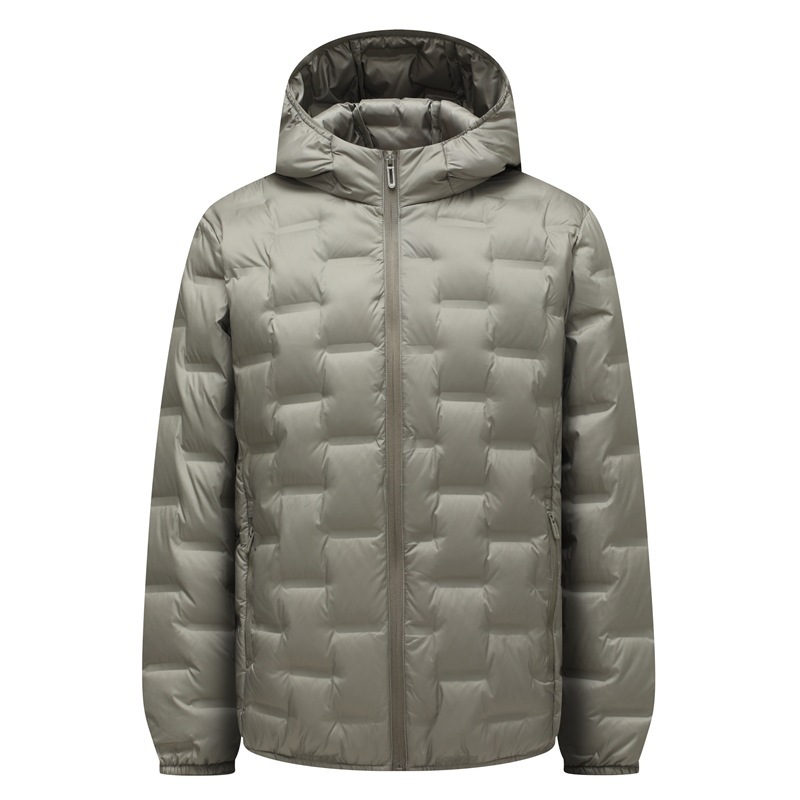 Popular on Douyin: Solid Color Double-Layer Fabric Adhesive-Sealed Hooded Men's Down Jacket, Winter Casual Warm Outerwear