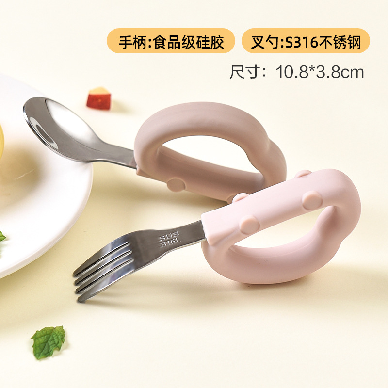 (Light Pink + Dark Apricot) Car Forks and Spoons 316 Stainless Steel