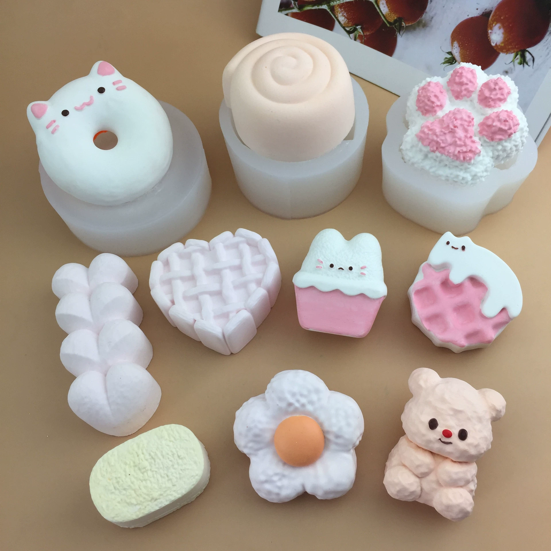Фондант, кролик, силиконовая форма, DIY, котёнок, с милыми медвежатами, цветочный принт, снятие стресса
