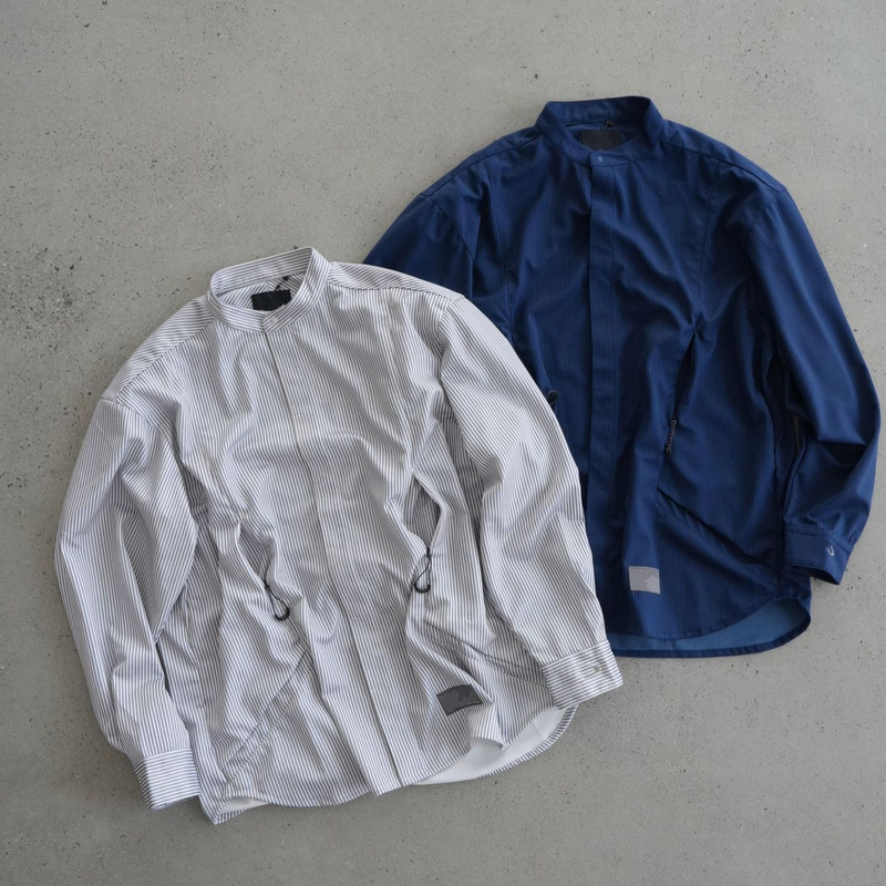 O Home Stripe Machine Quick-drying Shirt Lapel Blended Fabric Two-color Cardigan Top Shirt Jacket for Men and Women