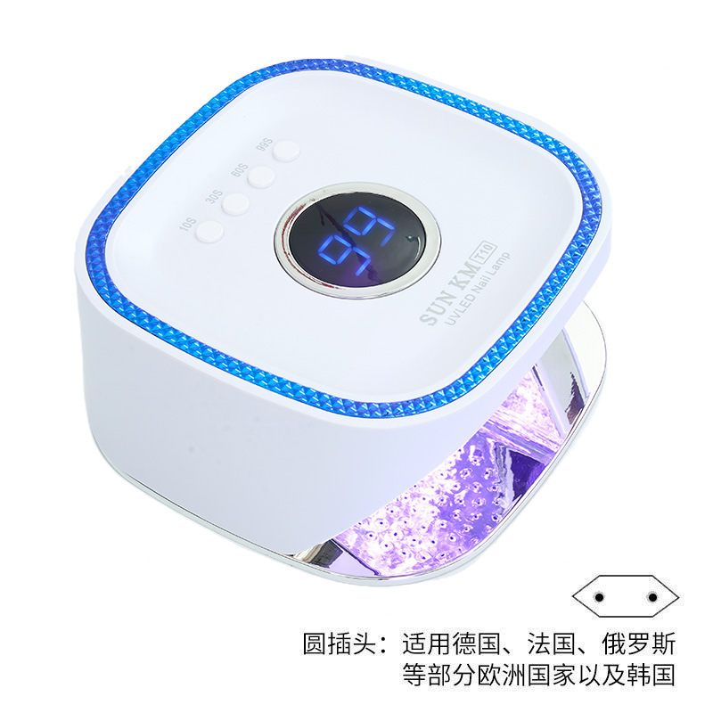 Lámpara de manicura reflectante de acero inoxidable base metálica de manicura lámpara de horneado 48W luz de fototerapia de alta potencia pegamento de manica lámpara UVLED