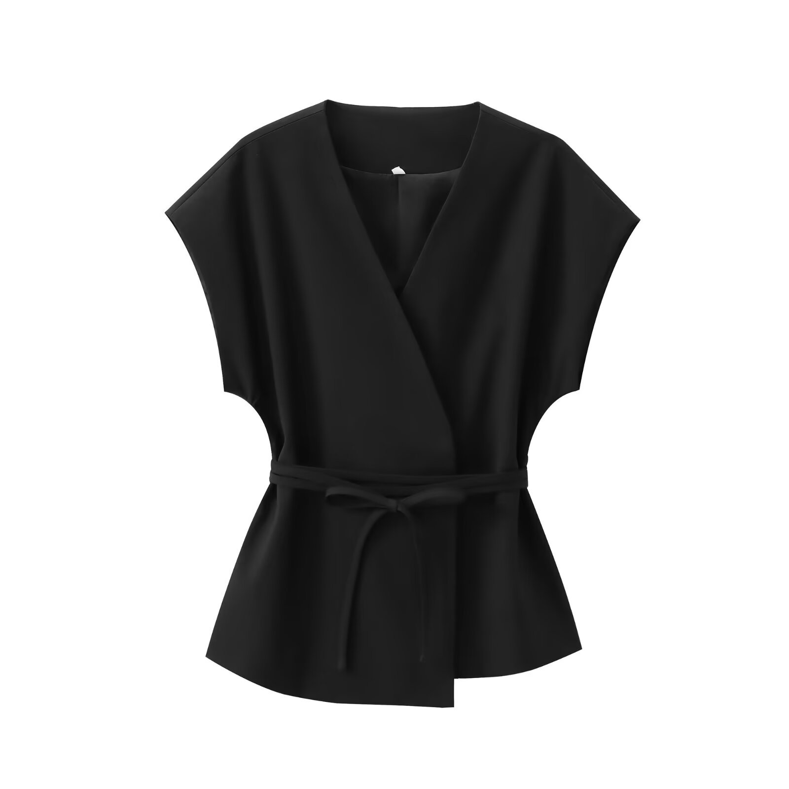 Cross-border Foreign Trade Women's Clothing 2025 Summer European And American Style V-neck Tie Top + Pleated Pants Set_ecoleips.com