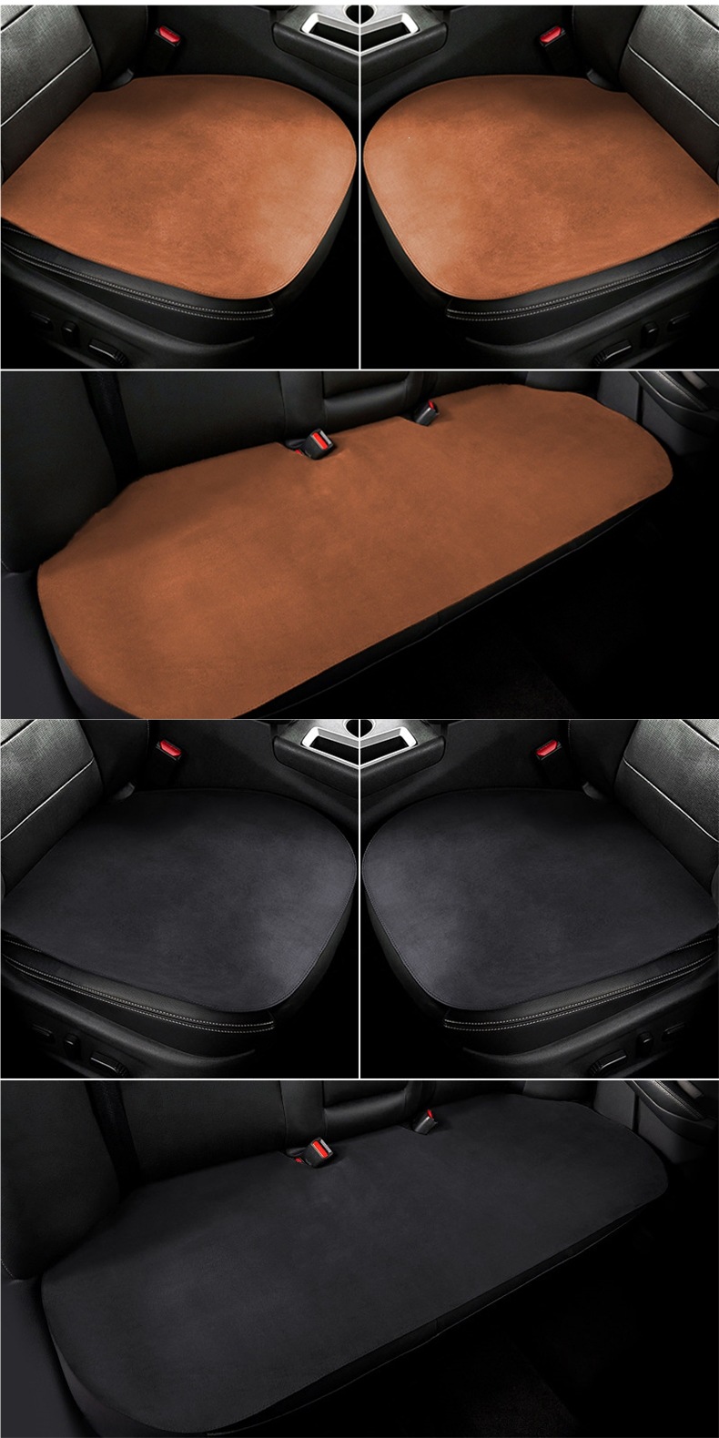 High-end suede car seat cushion, suitable for all seasons, single-piece rear seat cushion, green car seat cushion for women
