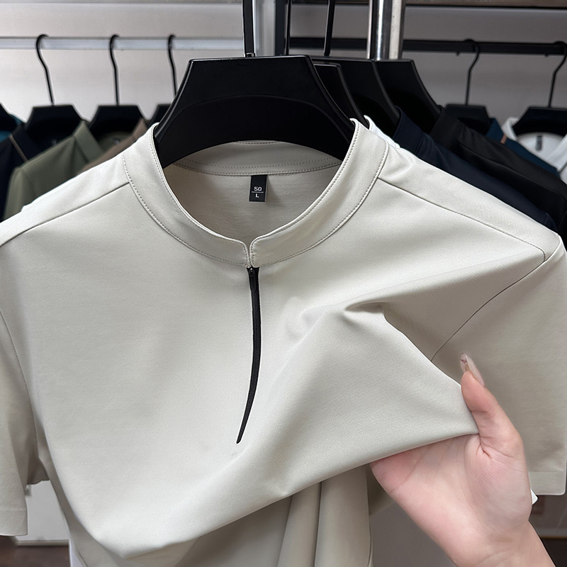 Cross-Border Linen Classic George Short-Sleeved Men's T-Shirt 2026 New Style Half-Zip Comfortable Casual Men's Short-Sleeved T-Shirt Cross-Border Linen Classic George Short-Sleeved Men's T-Shirt 2026 New Style Half-Zip Comfortable Casual Men's Short-Sleeved T-Shirt