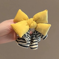 東大門の新型レモンの黄色の蝶結びの大腸の髪の輪はストライプのかわいい少女の心をくくって髪の紐を刺します。