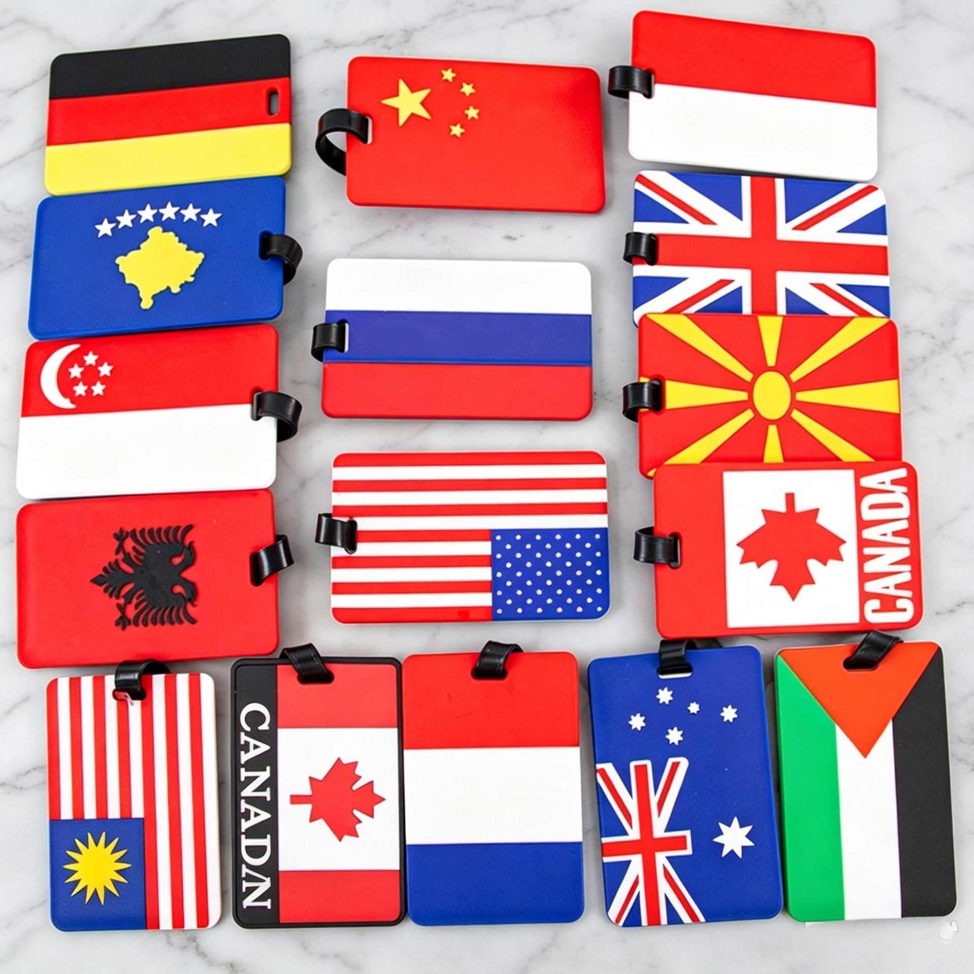 Travel PVC flag luggage tag, 3D flag boarding pass, anti-loss identification tag, work badge, bus card holder