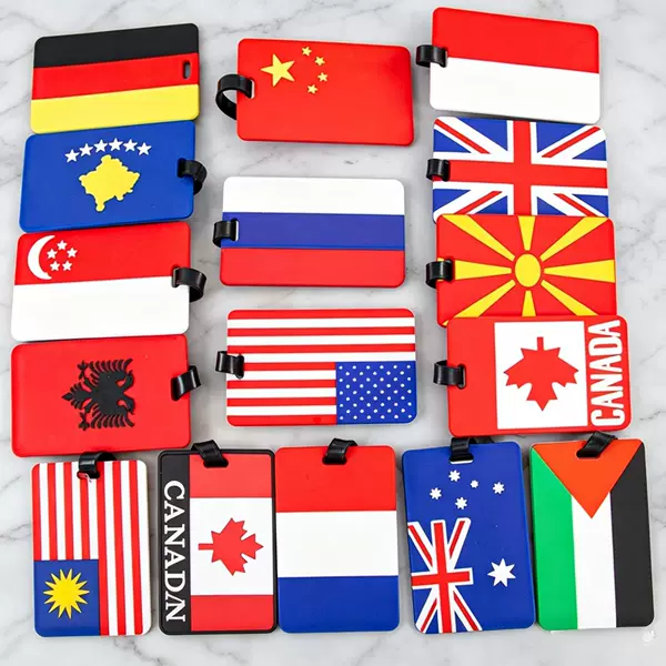Travel PVC flag luggage tag, 3D flag boarding pass, anti-loss identification tag, work badge, bus card holder