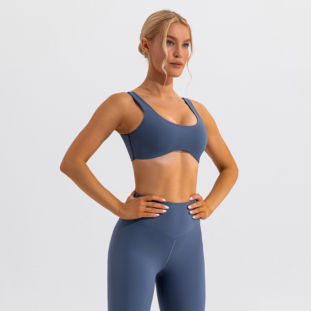 24 nuevos conjuntos de ropa de yoga estilo europeo y americano para verano y otoño, sensación de segunda piel, sujetadores deportivos ajustados para mujer, sujetadores de yoga para fitness con espalda descubierta
