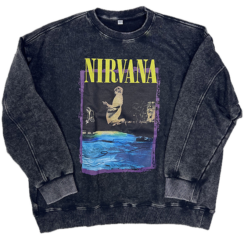 New Nirvana Nirvana Vintage rock distressed washed wax autumn and winter thickened loose round neck sweater New Nirvana Nirvana Vintage rock distressed washed wax autumn and winter thickened loose round neck sweater