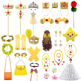 Yellow Princess Accessories Belle Hairband Snow White Necklace suit wreath headdress butterfly clip hairpin delicate small bag