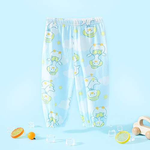 Anti-mosquito pants for babies and children, summer, thin, baby A, pure cotton casual sports pants for boys and girls. Loose outerwear treasure