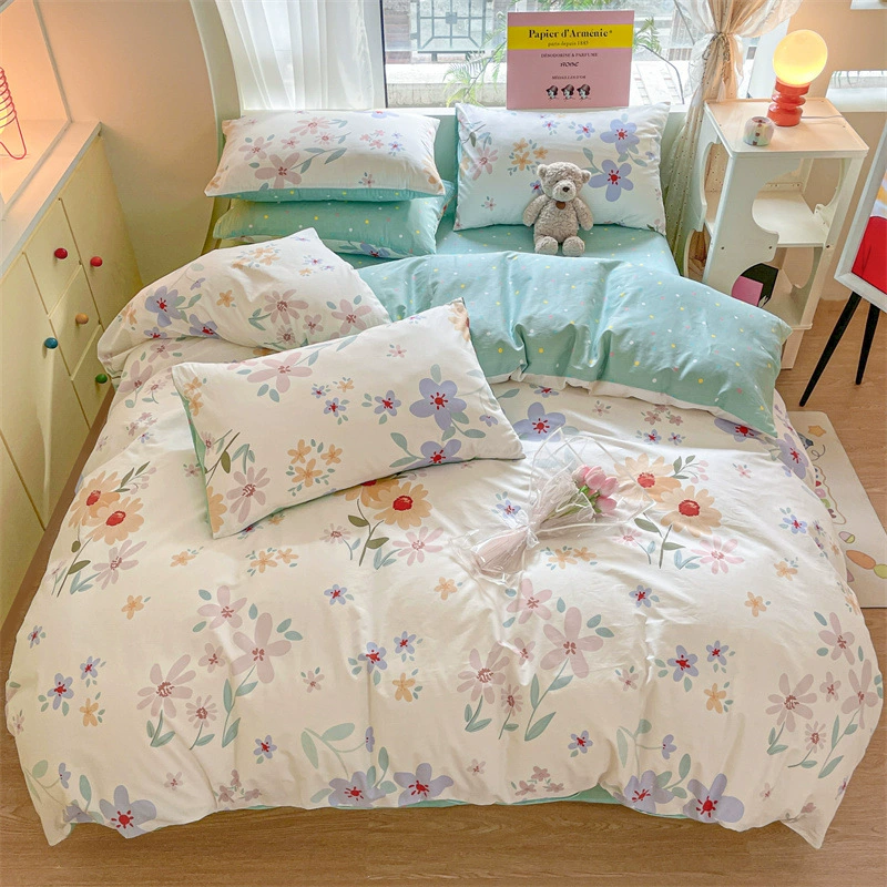 Непечатный японский стиль хороший хлопчатобумажный цветочный набор из четырех частей 1.5m 1.8m хлопковые простыни двойной пододеяльный набор кровати 4