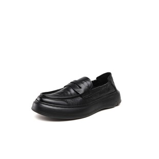 2024 New Men's Top Layer Cowhide Perforated Loafers Soft Sole All-match Casual Leather Shoes Soft Leather Shoes