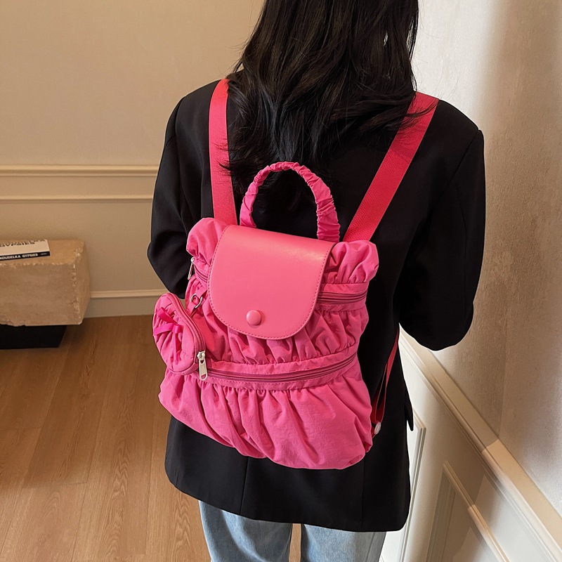 Mochila transfronteriza 2025, nueva moda coreana dulce bolso de mano plegable estilo campus bolso de escuela secundaria