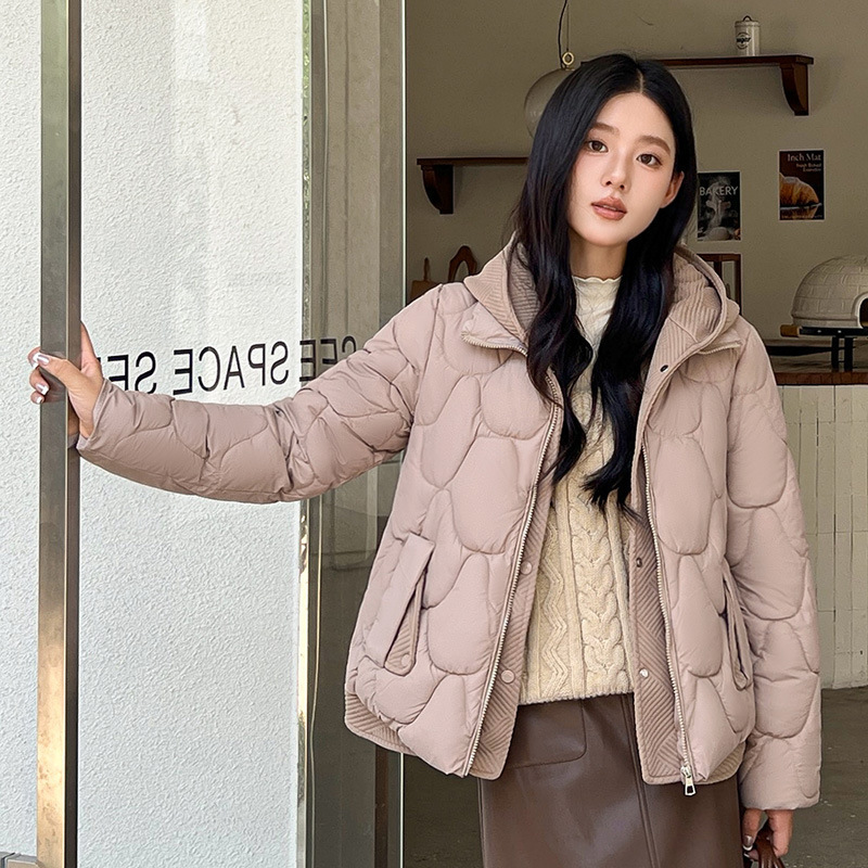 偽ツーピースニットフード付きダウンコットン服女性の冬服新しいショートファッション韓国風パンジャケット厚いジャケットトレンディ|undefined