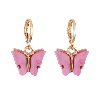 欧美新品耳环时尚彩色亚克力蝴蝶耳环耳坠小清新甜美多彩耳扣批发