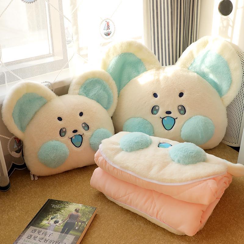 Invierno engrosado almohada colcha doble uso 2 en 1 almohada plegable para automóviles almohada de oficina siesta manta almohada