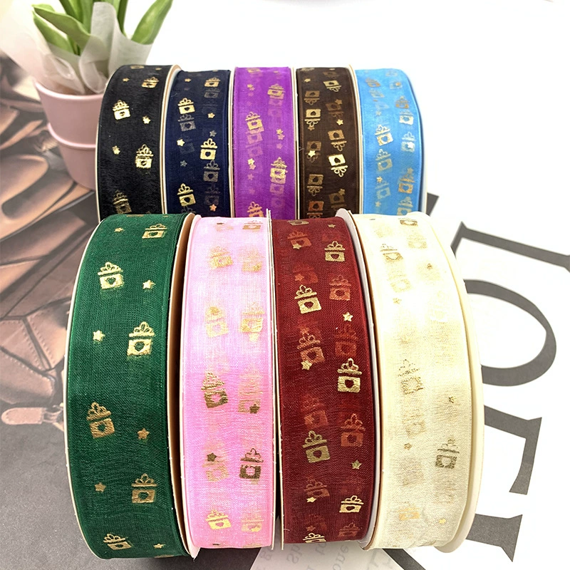 2,5 см широкая Снежная лента позолота новый большой рулон с фабрики прямой ручной работы DIY бант лента подарочная коробка