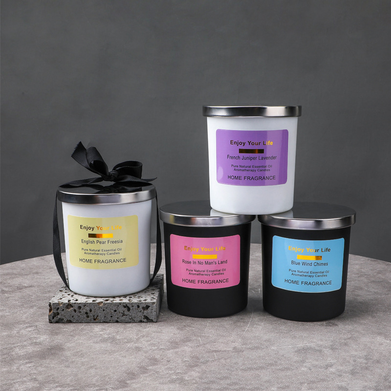 Vaso de vidrio galvanizado con tapa de hierro grande, velas de aromaterapia al por mayor, velas de fragancia para el hogar personalizadas, acompañantes, adornos transfronterizos