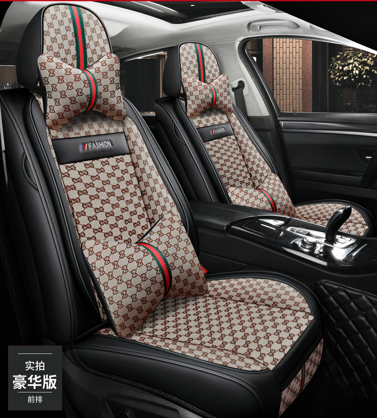 Manufacturer Wholesale Car Seat Covers, Full Coverage, Cool Leather and Linen Combination, Universal for All Seasons, Seat Cushion Covers for Small Cars with Five Seats