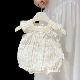 婴儿衣服夏装薄款连体衣宝宝洋气可爱包屁衣公主满月周岁0039A130