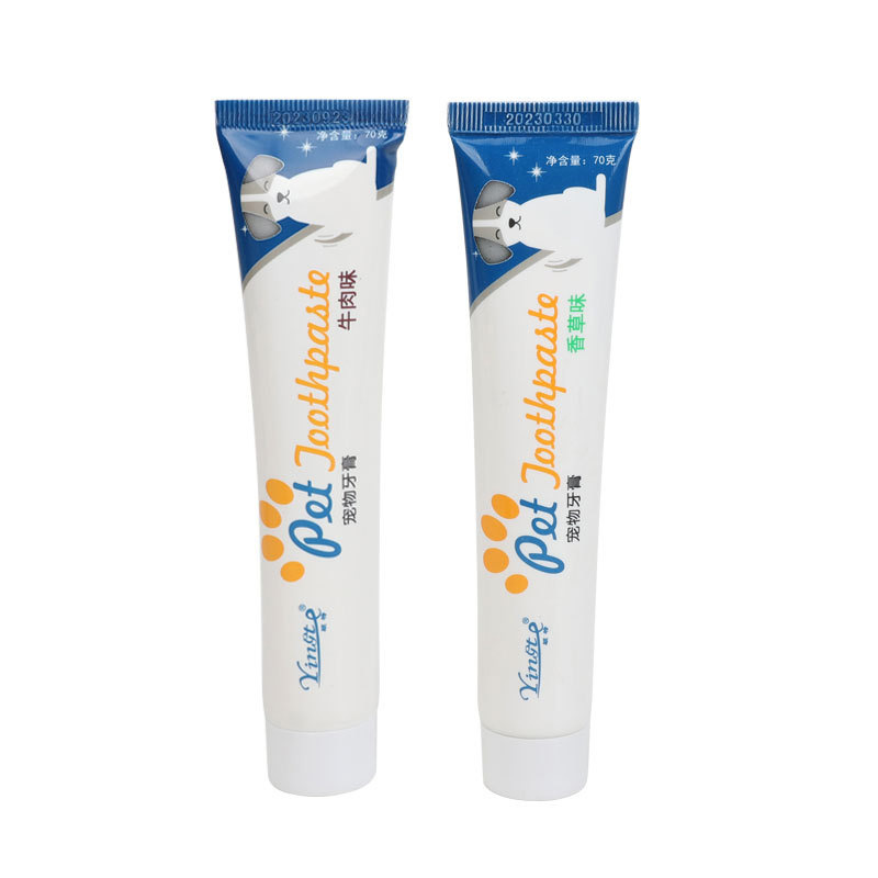 Pasta de dientes para mascotas, perros, gatos, cepillo de dientes, limpieza oral, vainilla, pasta de dientes con sabor a carne de res, productos para mascotas al por mayor