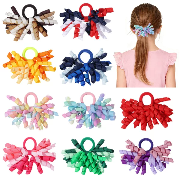 European and American Rainbow Curly Threaded Hair Accessories with Rubber Bands for Girls, Cheerleading Kidsren's Hair Ropes, Hair Ties, Headbands Amazon