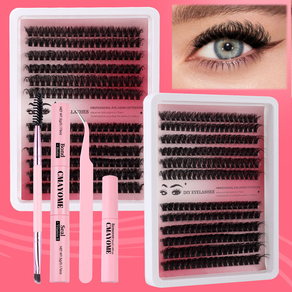 Grænseoverskridende nyt 60D100D tykt enkelt klynge falske øjenvipper sæt 10 16mm krøllede gør-det-selv segmenterede øjenvipper_voghion.com