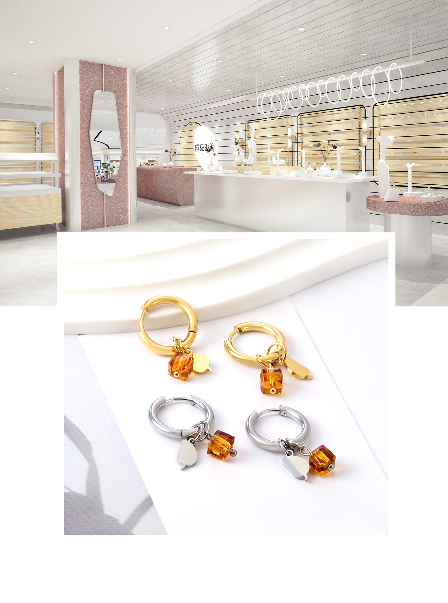 Fashion Cherry Mango Stainless Steel Plating Drop Earrings 1 Pair