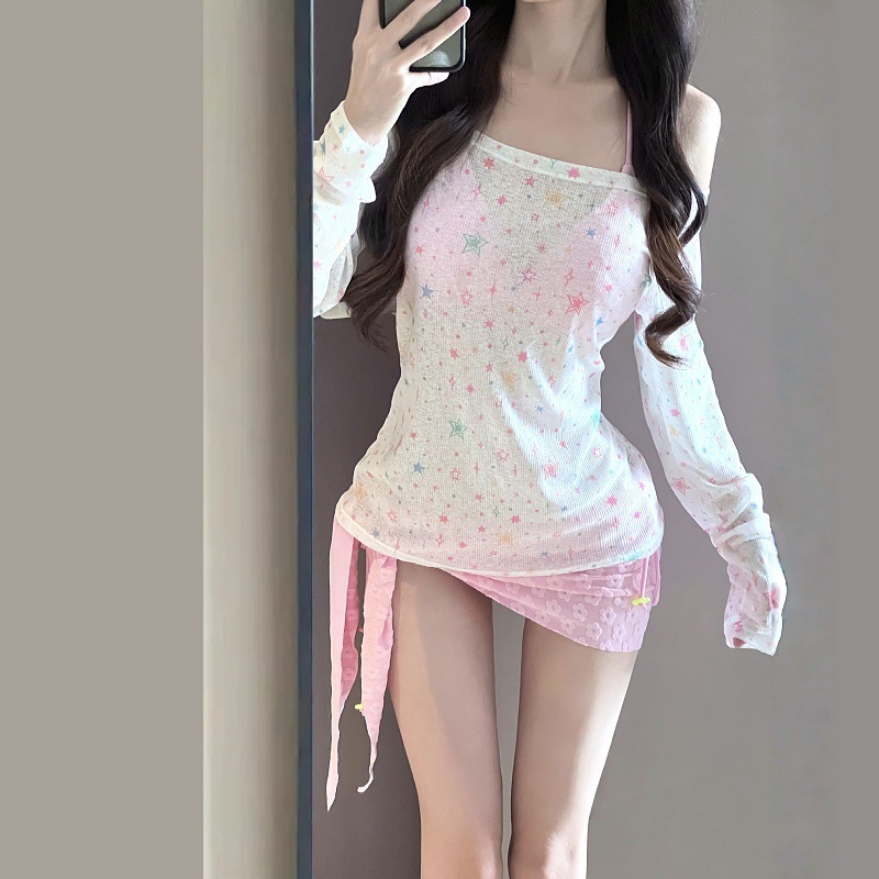 GraceChic 2025 New Swimsuit For Women With High-End Feel, Long Sleeve, Beach Summer Sun Protection, Vacation Three-Piece Set,_voghion.com