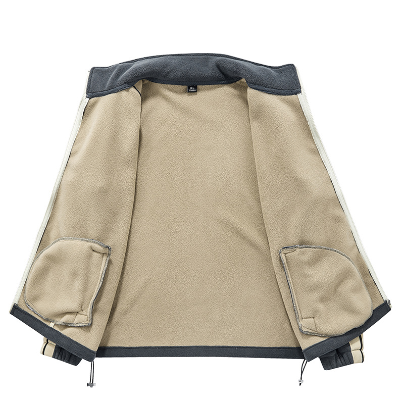 Polar opstaande kraag sweatshirt jas met winterse toevoeging dikke sportpak voor heren, Olympische fleece warme tweedelige set_voghion.com