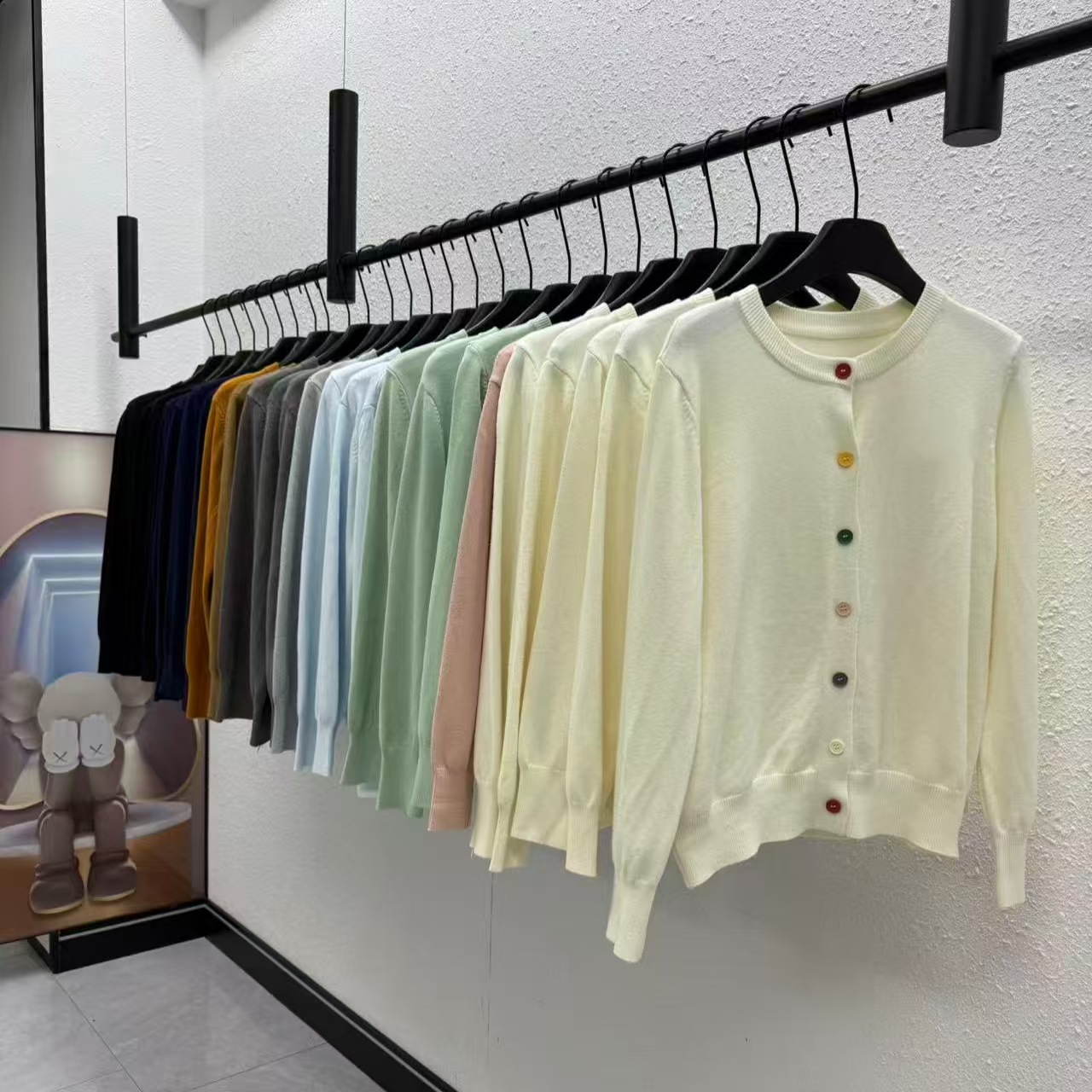 Autumn and Winter Round Neck Cardigan Sweater Jacket Women's Design Niche Loose Fashion High Collar Contrasting Color Knitted Cardigan Top