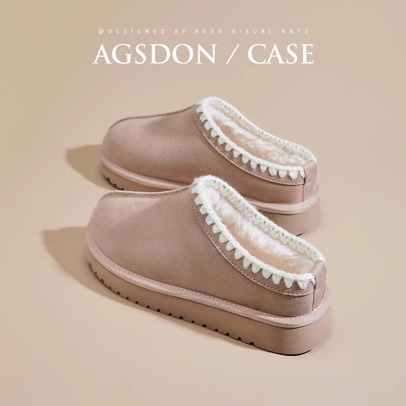 Botas de nieve de baja parte de Augu Lion para mujeres 2025, nuevos zapatos de invierno de terciopelo grueso con un pedazo exterior de pan y algodón