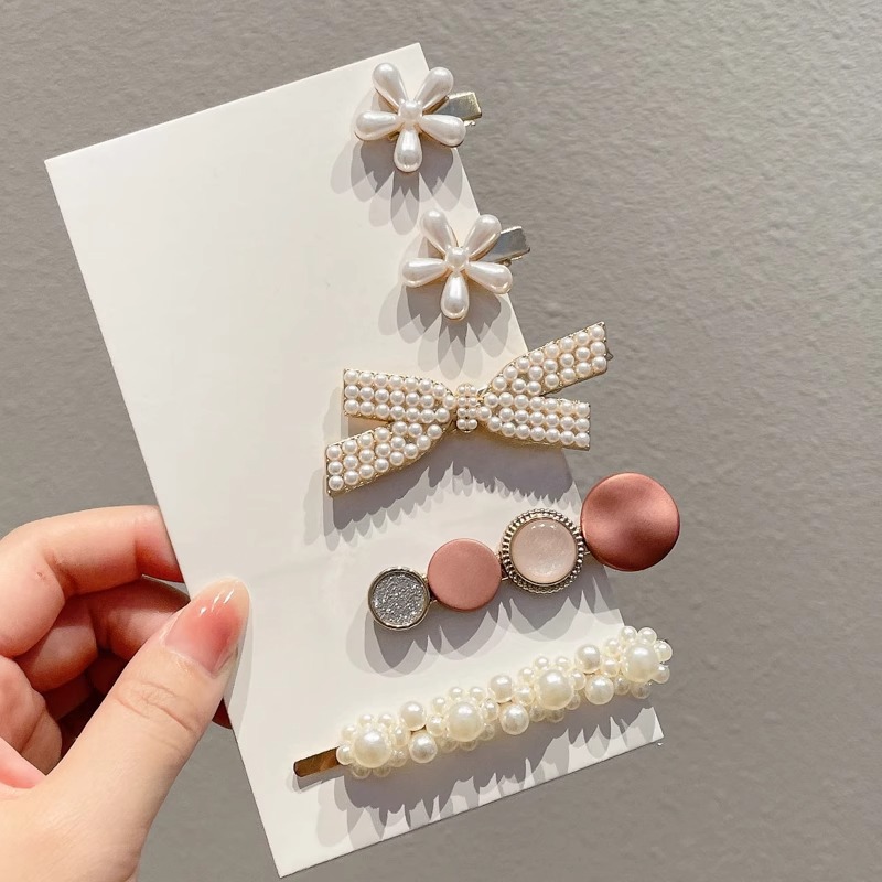 Horquilla de perlas, estilo ins, tocado coreano simple de nicho, clip de una palabra, clip lateral de flequillo simple, tocado