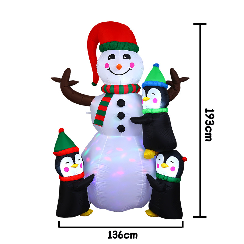 Amazon nuevo muñeco de nieve infláble de Navidad LED decoración de decoración de vacaciones decoración de patio pingüino