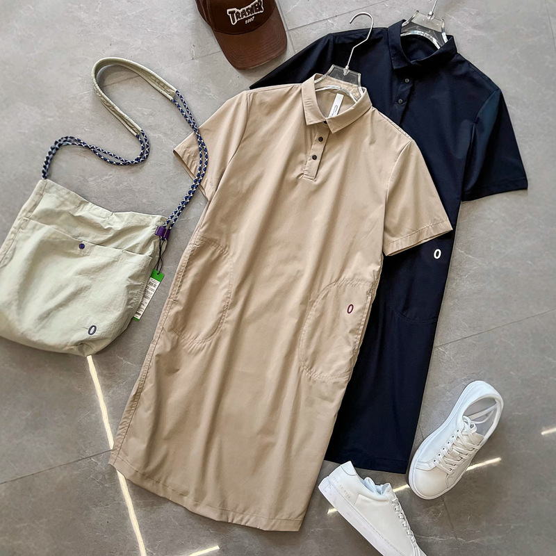 Ice-Sense Sunscreen Designer Quick-Drying Outdoor Functional Polo Lapel Loose Elastic Sports Mid-Length Short-Sleeved Skirt
