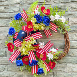 纵鸿跨境亚马逊新品美国独立日花环装饰门挂壁挂节日道具装扮用品