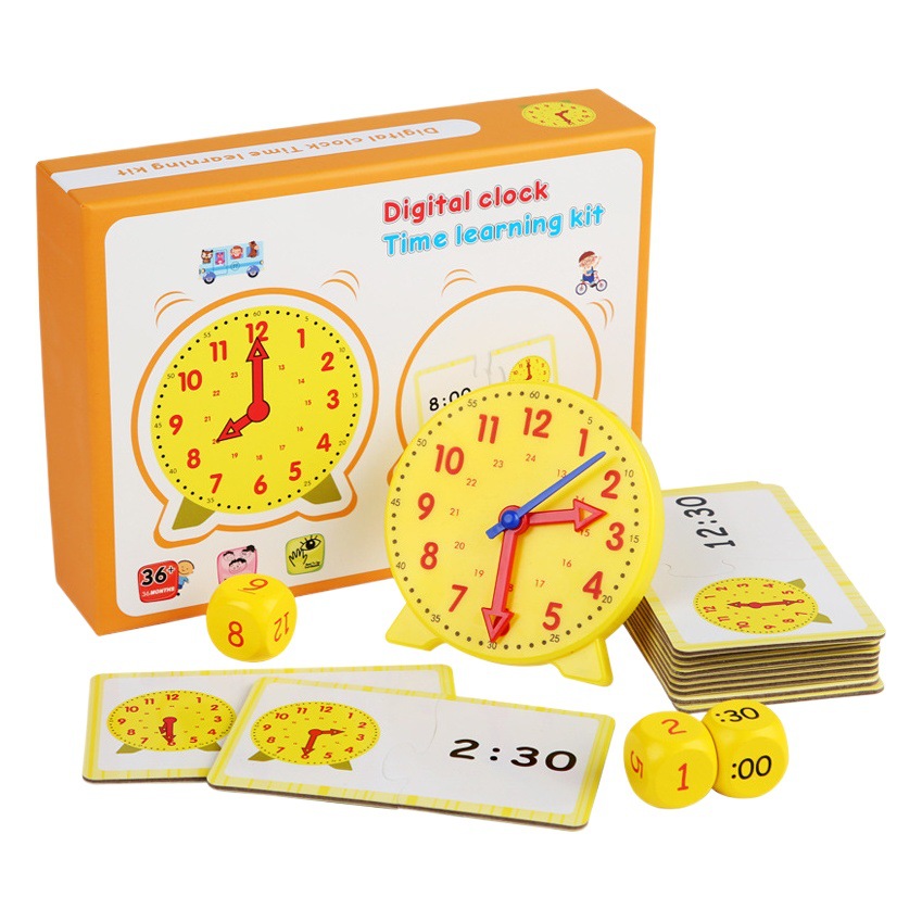 Reloj digital de madera de educación temprana conexión de la primera infancia aprendizaje tiempo iluminación rompecabezas cognitivo juego juguetes educativos