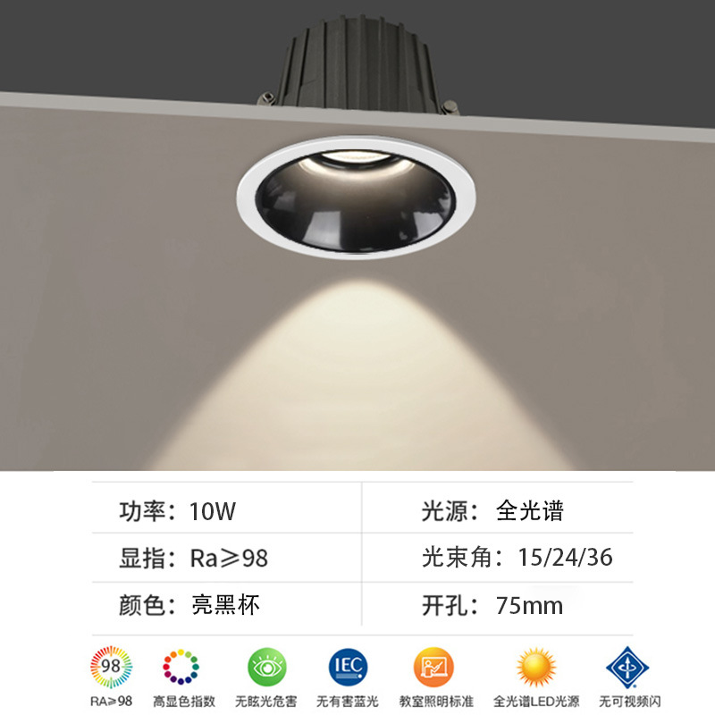 [ip65 lighting model] 10w bright black cup, opening 75mm