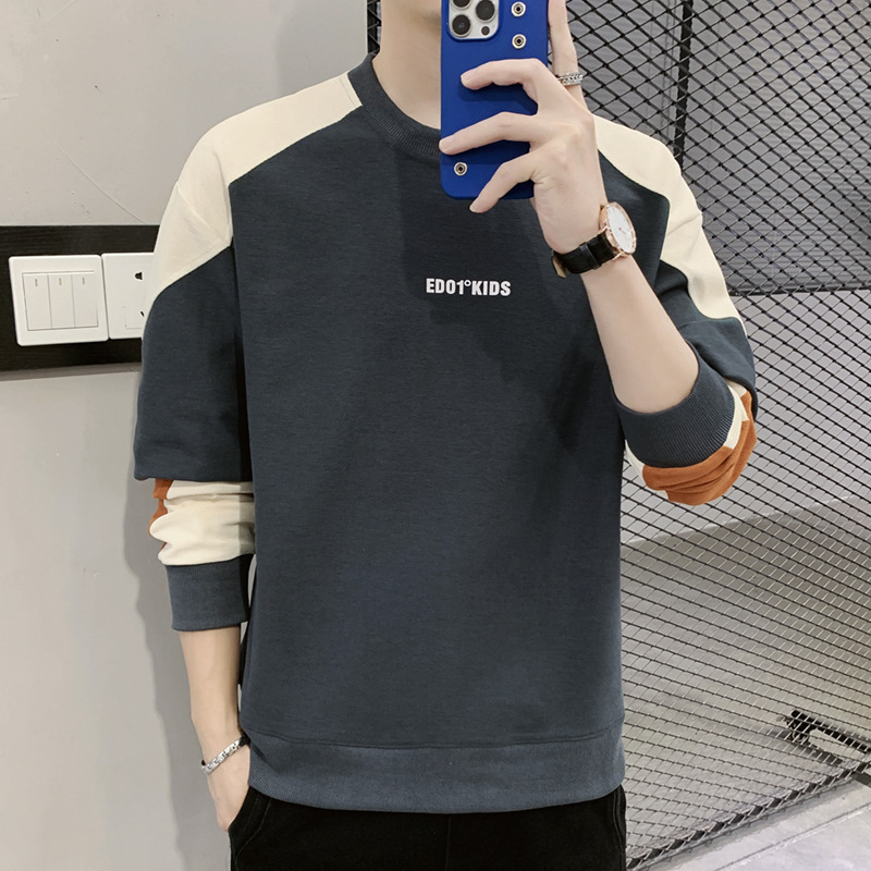 Herren Hoodies im Frühjahr und 2023, neuer Rundhals Langarm T-Shirt Trend, Herbstkleidung, Oberbekleidung mit Unterteil_voghion.com