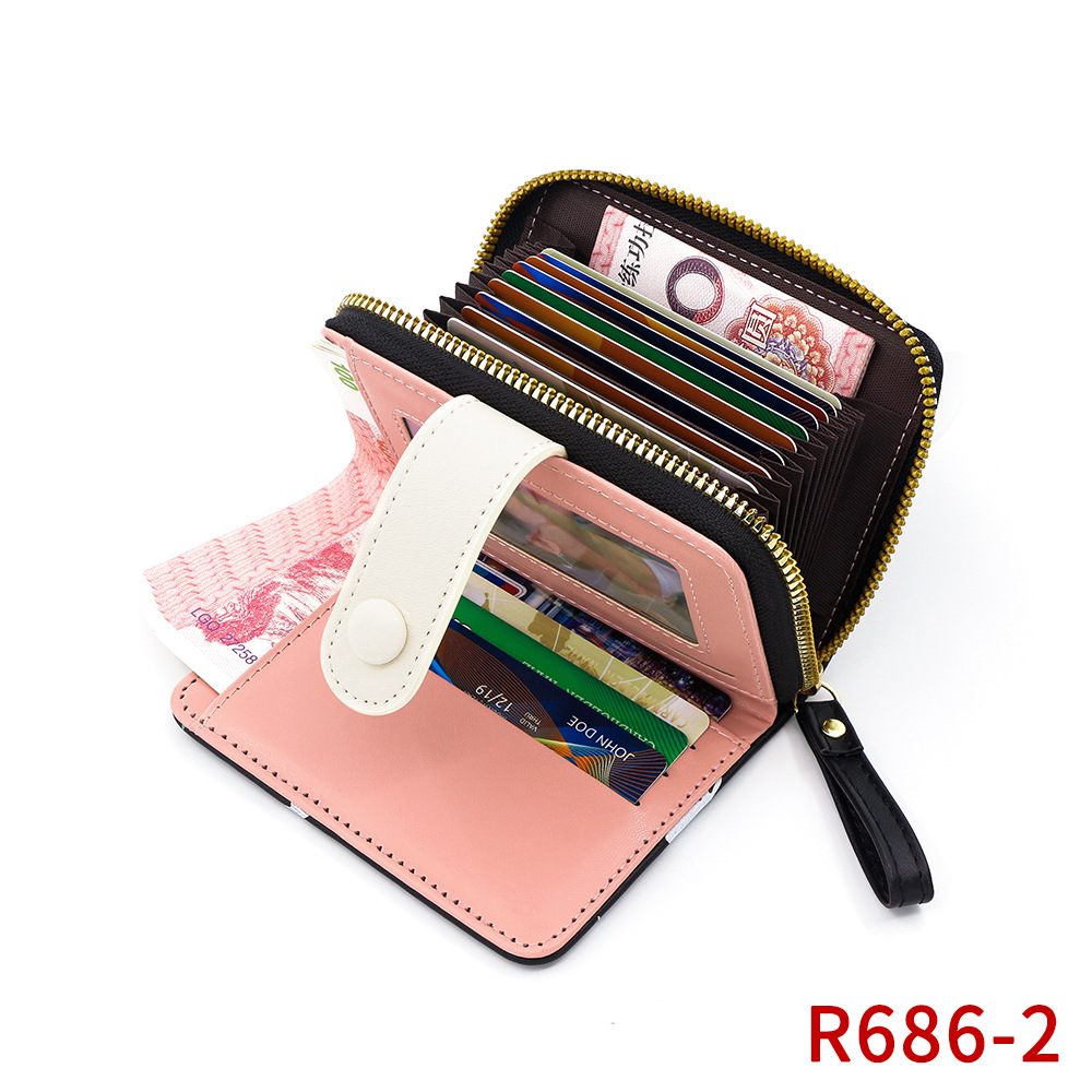 Nuevo estilo coreano de las mujeres cartera corta patrón de piedra moda hebilla de gran capacidad Multi-tarjeta monedero bolsa de identificación