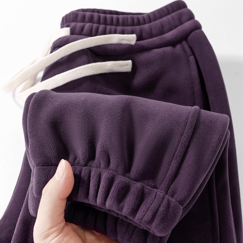 Italian Plum Purple 500g Heavyweight Thick Warm Double-Sided Fleece Jogger Pants for Women in Sauce Purple Casual Sweatpants
