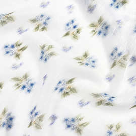 亲肤半透 古典蓝色蔷薇花暗纹提花布料 汉服旗袍衬衫设计师面料