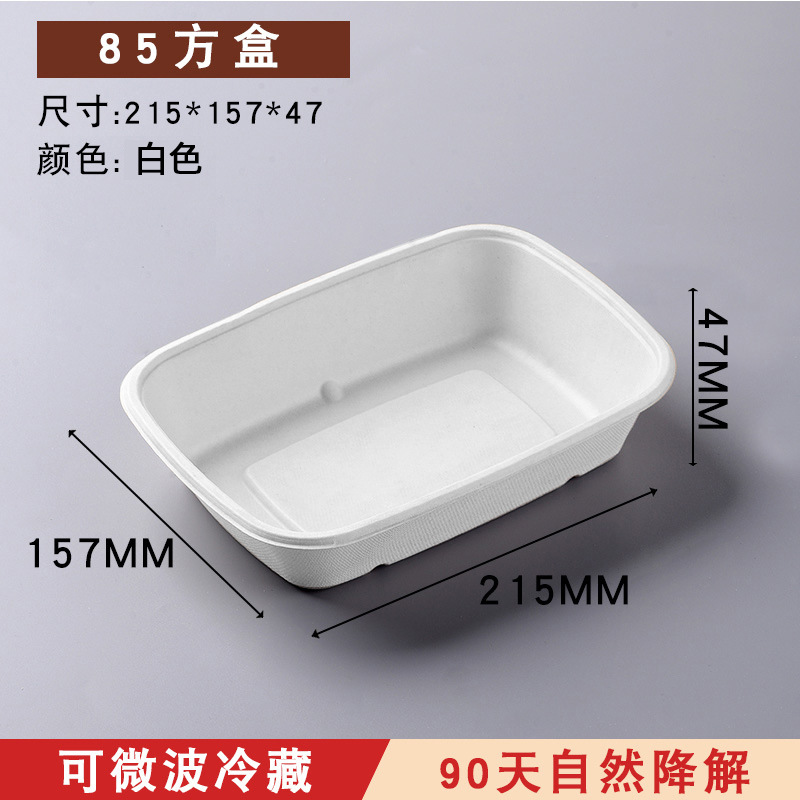 Pulpa de caña de azúcar degradable desechable ensalada de frutas ligera para llevar lonchera de picnic rectangular