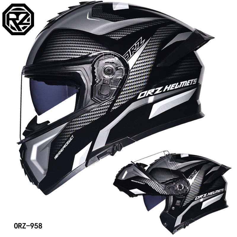 Orz casco de coche eléctrico hombres y mujeres casco de exposición verano Doble espejo cola media cubierta completa personalidad Four Seasons Bluetooth pareja